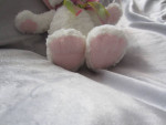 PLUSH WHITE BUNNY GUND FLORA 36103 EASTER PINK HAT CUTE VINTAGE