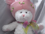 PLUSH WHITE BUNNY GUND FLORA 36103 EASTER PINK HAT CUTE VINTAGE