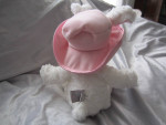 PLUSH WHITE BUNNY GUND FLORA 36103 EASTER PINK HAT CUTE VINTAGE