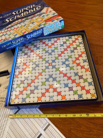 Tile Lock Super Scrabble Board Game Hasbro Rare 100% Complete All Piec