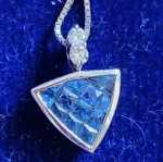 Quilted Sapphire Pendant on Sterling Silver Snake Chain