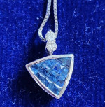 Quilted Sapphire Pendant on Sterling Silver Snake Chain