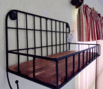 Metal & Wood Wall Shelf w/Hooks