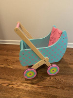 ♥ ♥ ♥ DUSHI WOODEN PUSH & PLAY DOLL STROLLER / BUGGY ~ Excellent