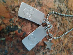 Vintage 'Lucy Lu' Designs ball chain necklace dog tag