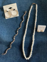 Pearl earrings and necklace and other jewlery