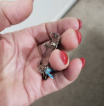 Vintage Sterling Silver Mexico Inlaid Stone Pendant Necklace Brooch