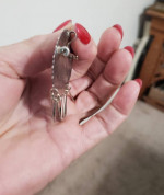 Vintage Sterling Silver Mexico Inlaid Stone Pendant Necklace Brooch