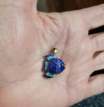 Vintage Sterling Enamel Amber Puffy Fish Pendant