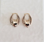 Vtg 14k Yellow Gold Shrimp Puffy 1.5 Tall Hoop Earrings 5.0g Pierced