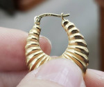 Vtg 14k Yellow Gold Shrimp Puffy 1.5 Tall Hoop Earrings 5.0g Pierced