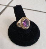 Vtg Rumson-Fair Haven Regional High School 10K Gold Ring 7 Amethyst 8g