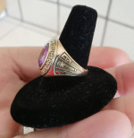 Vtg Rumson-Fair Haven Regional High School 10K Gold Ring 7 Amethyst 8g