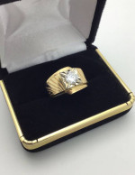 14k Mens Solitaire Diamond Ring