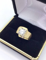 14k Mens Solitaire Diamond Ring