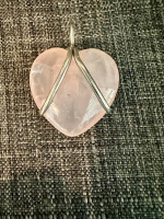 Pink Onyx Heart Pendant with Silver Accent