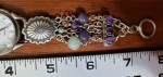 Vintage Watch Sterling Southwestern Concho Amethyst St. Marin Quartz