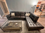 Leather couch with ottoman (moving sale)