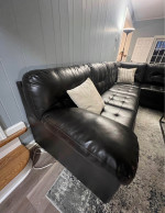 Leather couch with ottoman (moving sale)