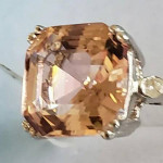New 2.18 Carat Morganite Solitaire & Diamond Ring 10K White Gold