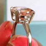 New 2.18 Carat Morganite Solitaire & Diamond Ring 10K White Gold
