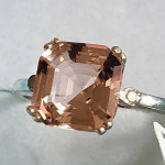 New 2.18 Carat Morganite Solitaire & Diamond Ring 10K White Gold