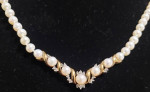 Freshwater Pearl & White Sapphire Silver Gold Vermeil Vahan Necklace