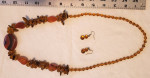 SET Carnelian Stone NECKLACE and EARRINGS Polished Stones Beaded