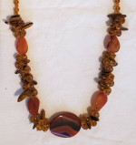 SET Carnelian Stone NECKLACE and EARRINGS Polished Stones Beaded