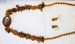 SET Carnelian Stone NECKLACE and EARRINGS Polished Stones Beaded