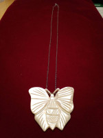 Carved Mother of Pearl Butterfly Necklace 17"
