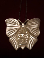 Carved Mother of Pearl Butterfly Necklace 17"