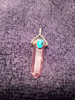 1970s Necklace 17", and amethyst/turquoise/silver pendant