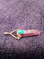 1970s Necklace 17", and amethyst/turquoise/silver pendant