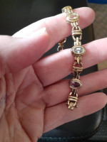 Gorgeous multi real Stone bracelet in 14kt over silver