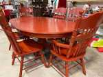 Painted table and six chairs.