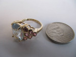 14 KT YG TOURMALINE/ AQUAMARINE SIZE 6 RING
