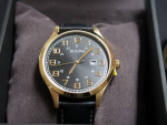 Bulova Men's Quartz Gold-Tone Case Black Leather Strap 42mm Watch, new