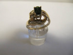 JAN. BIRTHSTONE 14KT YG  TSAVORITE GARNET/ DIAMONDS RING Size 7