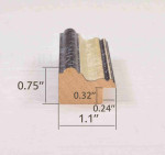 Wood Photo Frame Spotted with Silver and Gold Stripe. Width 1.1" Height 0.75"