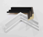 Modern Floating Wooden Stylish Frame Black and White for Canvas Paintings Stretched on Thick Subframe. Frame Width 1.58" x Height 1.38"