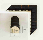 Unusual embossed wooden frame in black, 1.1 inches wide, 0.9 inches high.