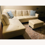 White Sectional W Storage Ottoman