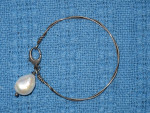 Large freshwater drop pearl and sterling silver bracelet