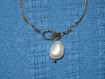Large freshwater drop pearl and sterling silver bracelet