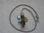 Cluster of Pearls, Smokey Quartz, Amazonite and Silver Long Necklace