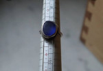 Blue sea glass sterling silver ring.