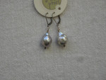 Large Grey Pearl Drop Earrings