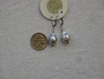 Large Grey Pearl Drop Earrings