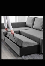 Sleeper sectional,3 seat w/storage, Skiftebo dark gray